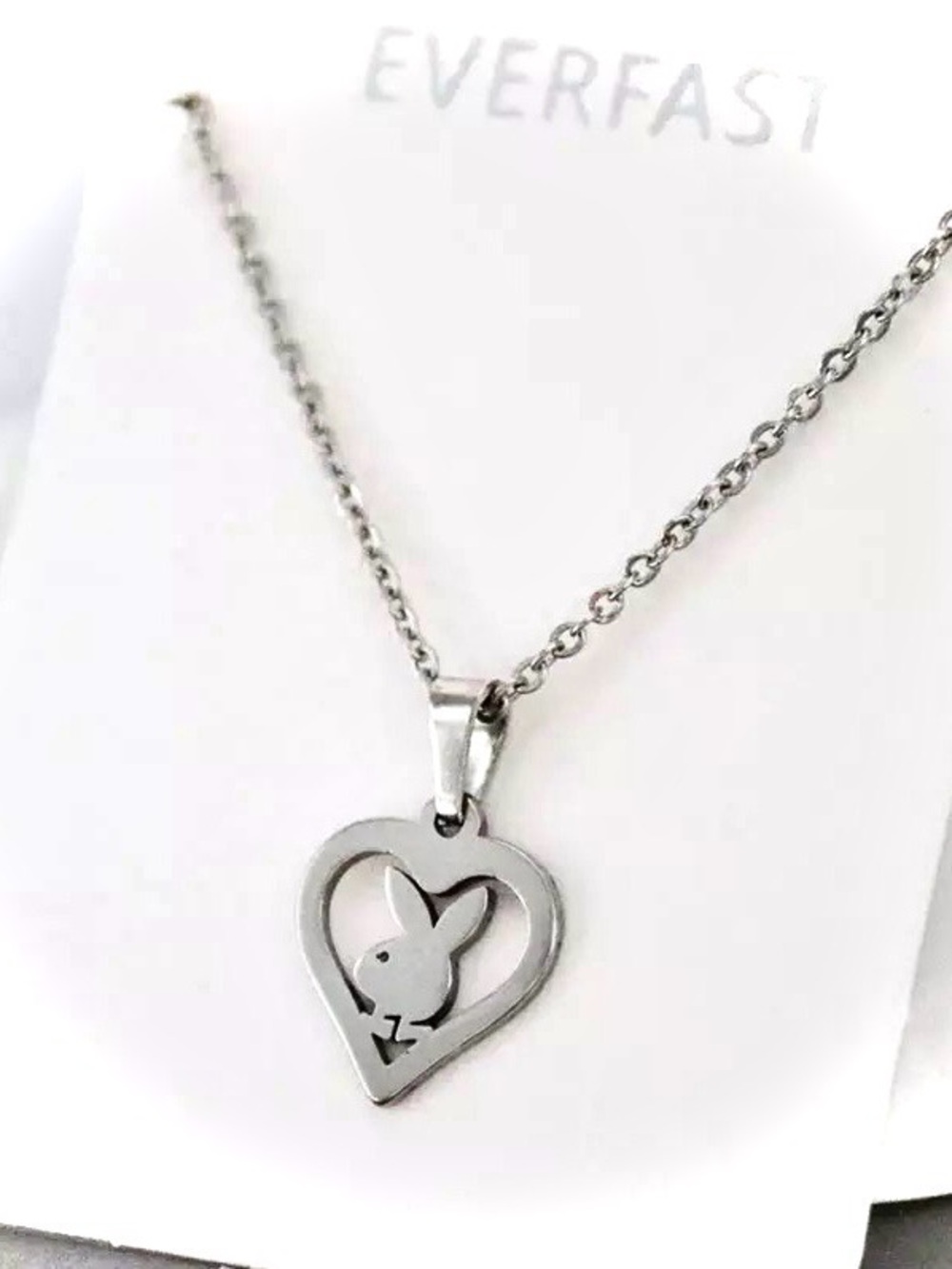BUNNY RABBIT HEART NECKLACE silver